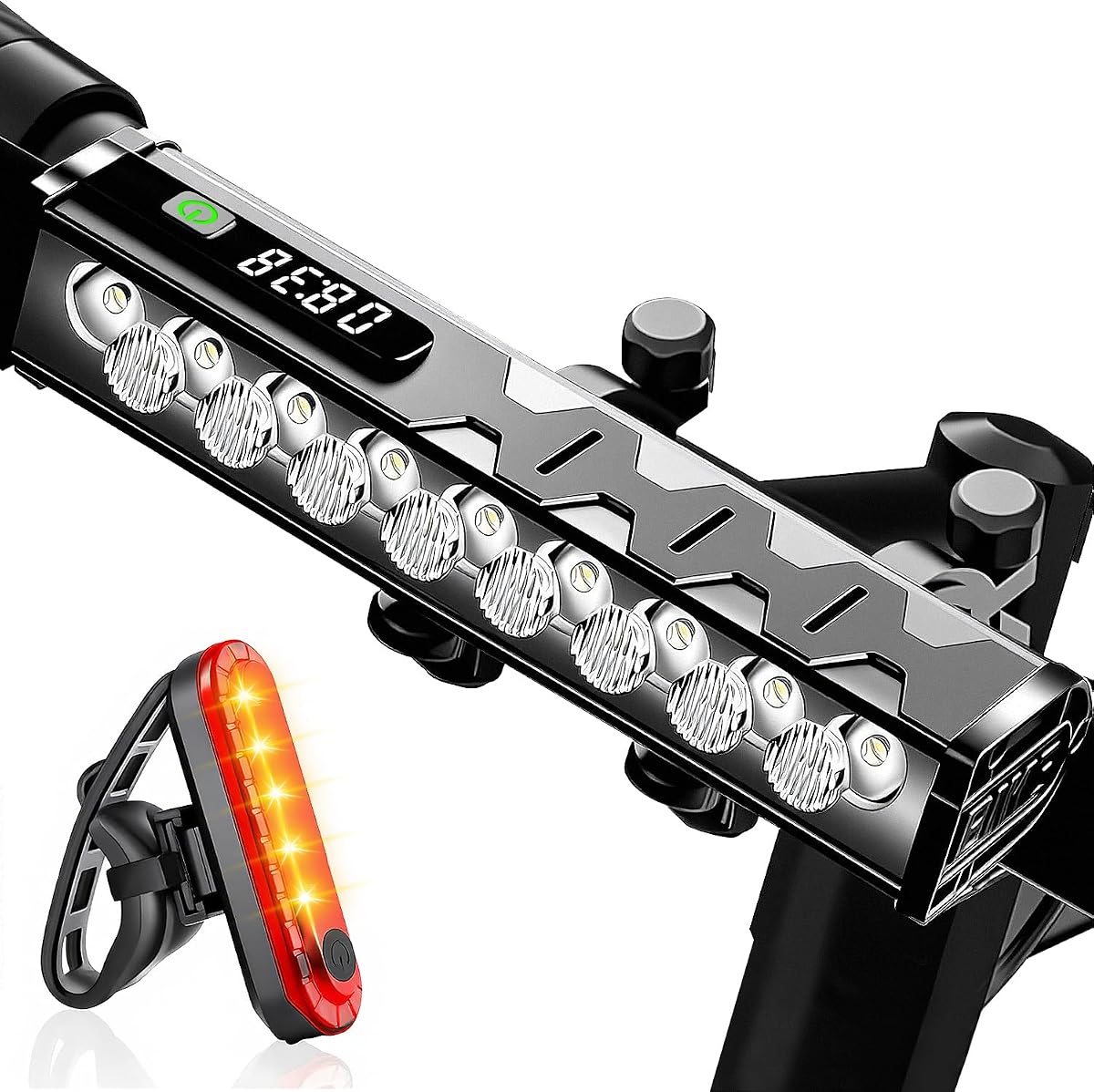 17 LED Bike Lights 5000 Lumen, Super Bright Bicycle Light for Night Riding, USB Rechargeable Bike Headlight and Taillight, Waterproof Wide Beam Bike Front Light with Digital Power Display