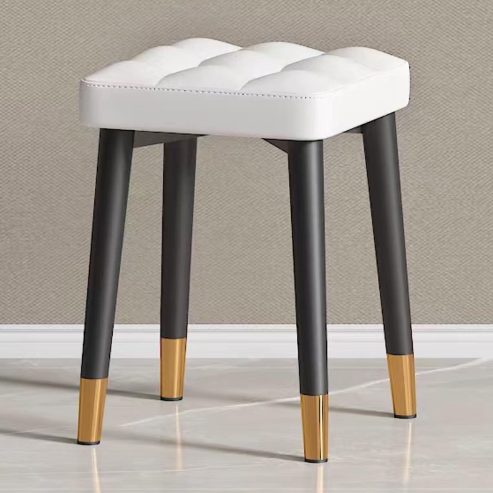 Taburete de tocador blanco acolchado de 45cm para mesa de maquillaje
