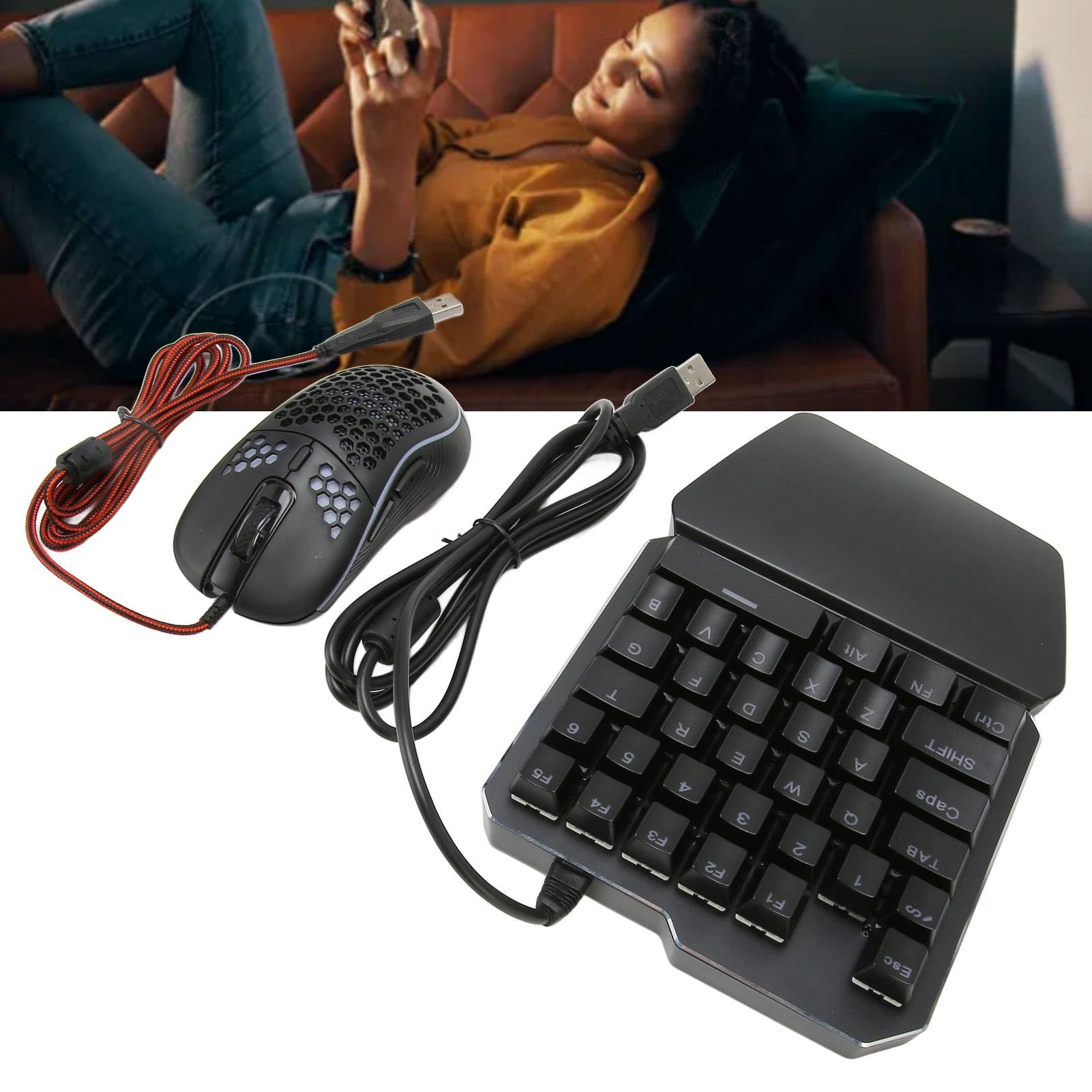 FAUOSWUK Paquete Combinado de Juegos Móviles 4 en 1, Conversor de Teclado y Ratón con Ratón para Juegos y Soporte Ajustable para Teléfono, para de