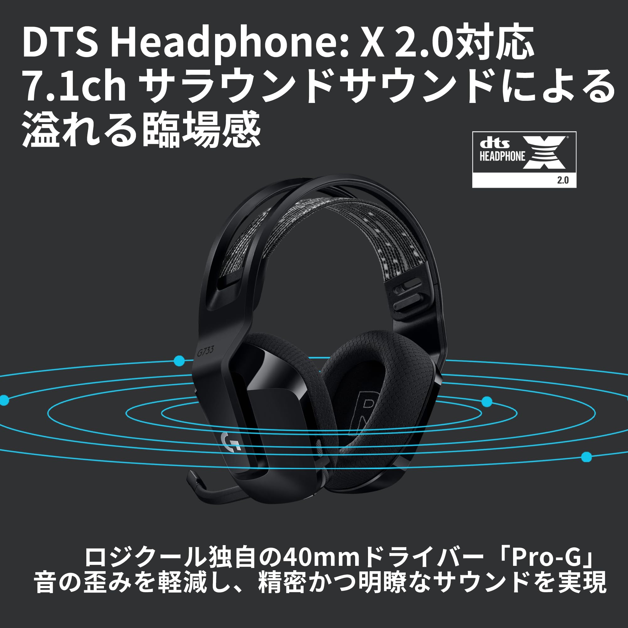 Logicool G ワイヤレス ゲーミングヘッドセット G733-BKrd LIGHTSPEEDサムネイル6