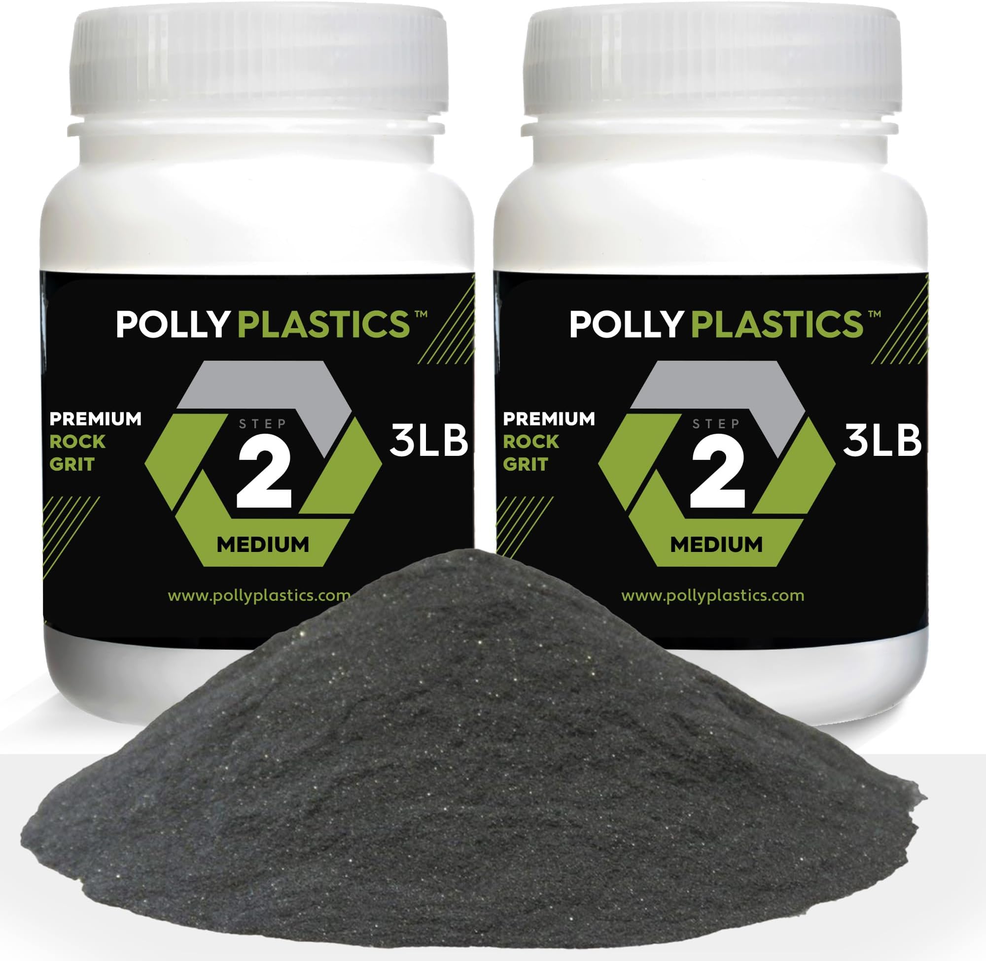 Polly Plastics Rock Tumbler Media Grit Refill, Medium 180/220 Silicon Carbide Grit, Stage 2 for Tumbling Stones (2 Pack) (6 lb.)