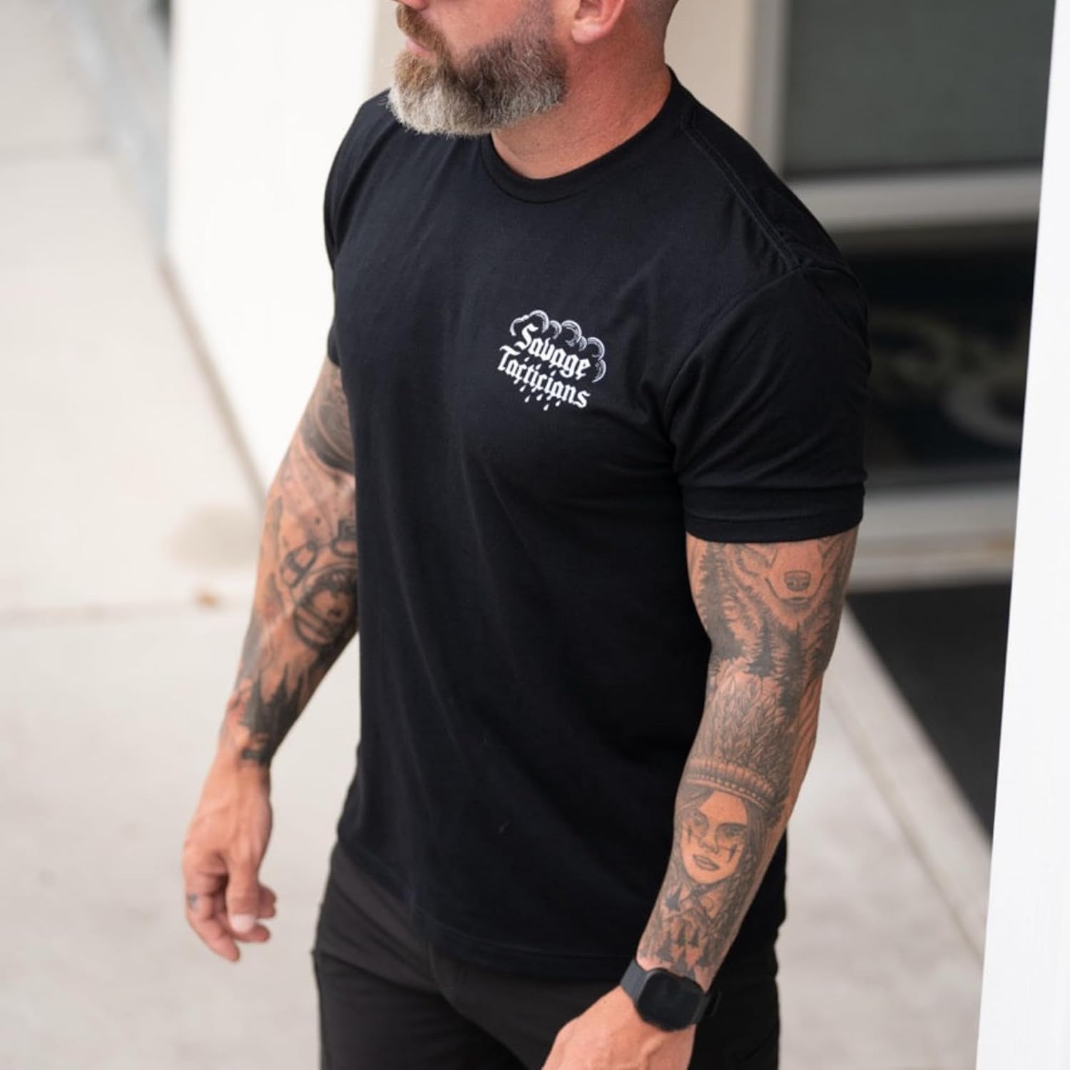 Savage Tacticians Men's Graphic Tee - Military Inspired Tactical Cotton Shirt - Casual & Tactical Gear