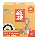 Hello Bello Premium Baby Diapers Size 6 I 17 Count (Pack of 4) of Disposable, Extra-Absorbent, Hypoallergenic, and Eco-Friendly Baby Diapers with Snug and Comfort Fit I Surprise Girl Patterns