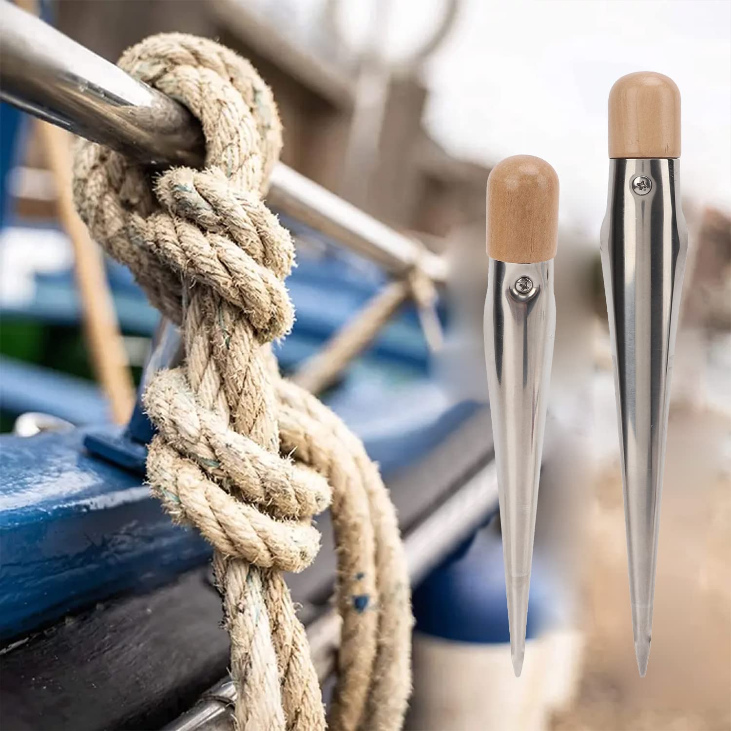 Marine Seil Spleißspike Aus Edelstahl - Spleißnadel Mit Holzgriff Für Tauwerk & Leinen (17cm/28cm)