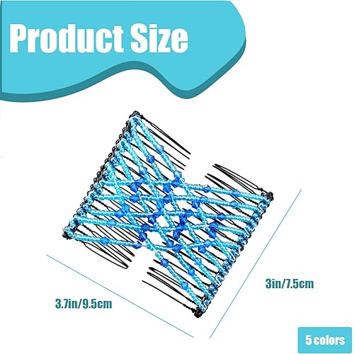 Miniatura 3 de 5 piezas de peine mágico para el cabello, elástico, doble peine elástico con cuentas para mujeres y niñas, peinado vintage, accesorios multiusos