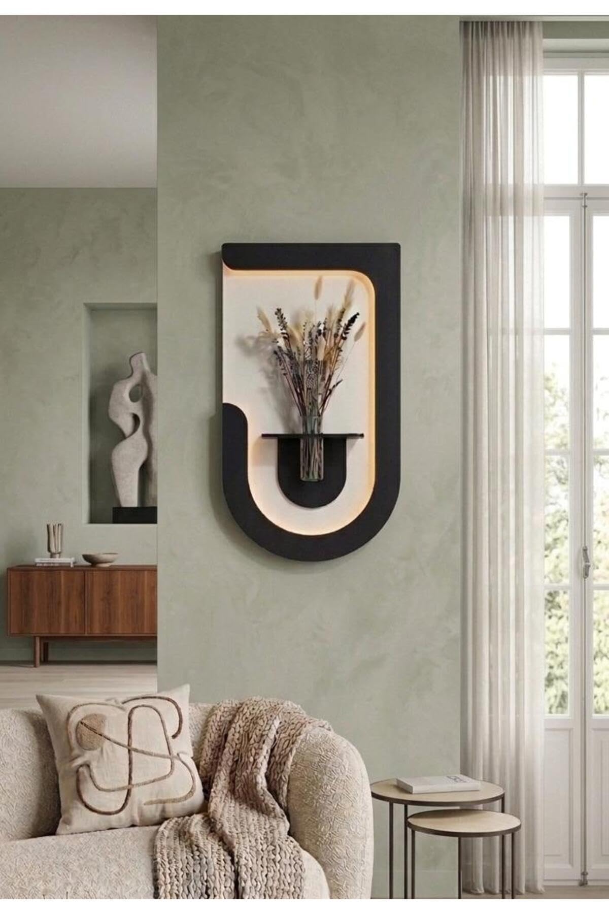 Étagère Murale Bois LED Akasya pour Illuminer un Salon Sombre et Moderne