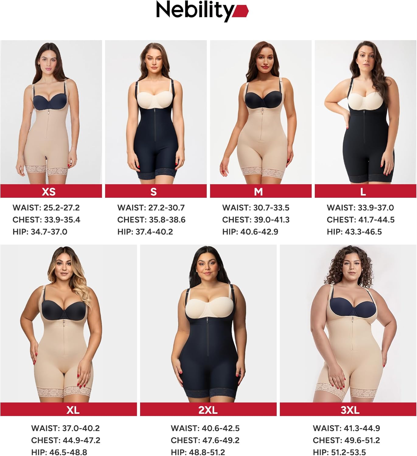 Nebility Fajas Colombianas Bodysuit Shapewear for Women Tummy Control Body Shaper Postpartum Butt Lifter with Zipper - Image 5