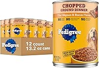 Vista 17 de PEDIGREE Chopped Ground Dinner Comida húmeda y suave enlatada para perros adultos, con carne de res, 22 oz, latas (paquete de 12)