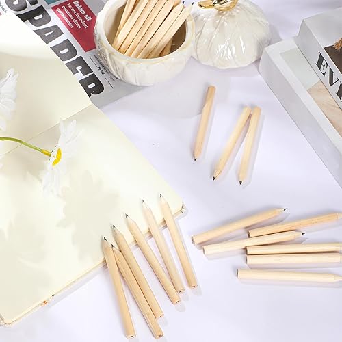 Miniatura 7 de Fuutreo 200 lápices de golf a granel, 2 mini lápices HB de Navidad, redondos, preafilados, de madera natural, regalo corto para despedida de