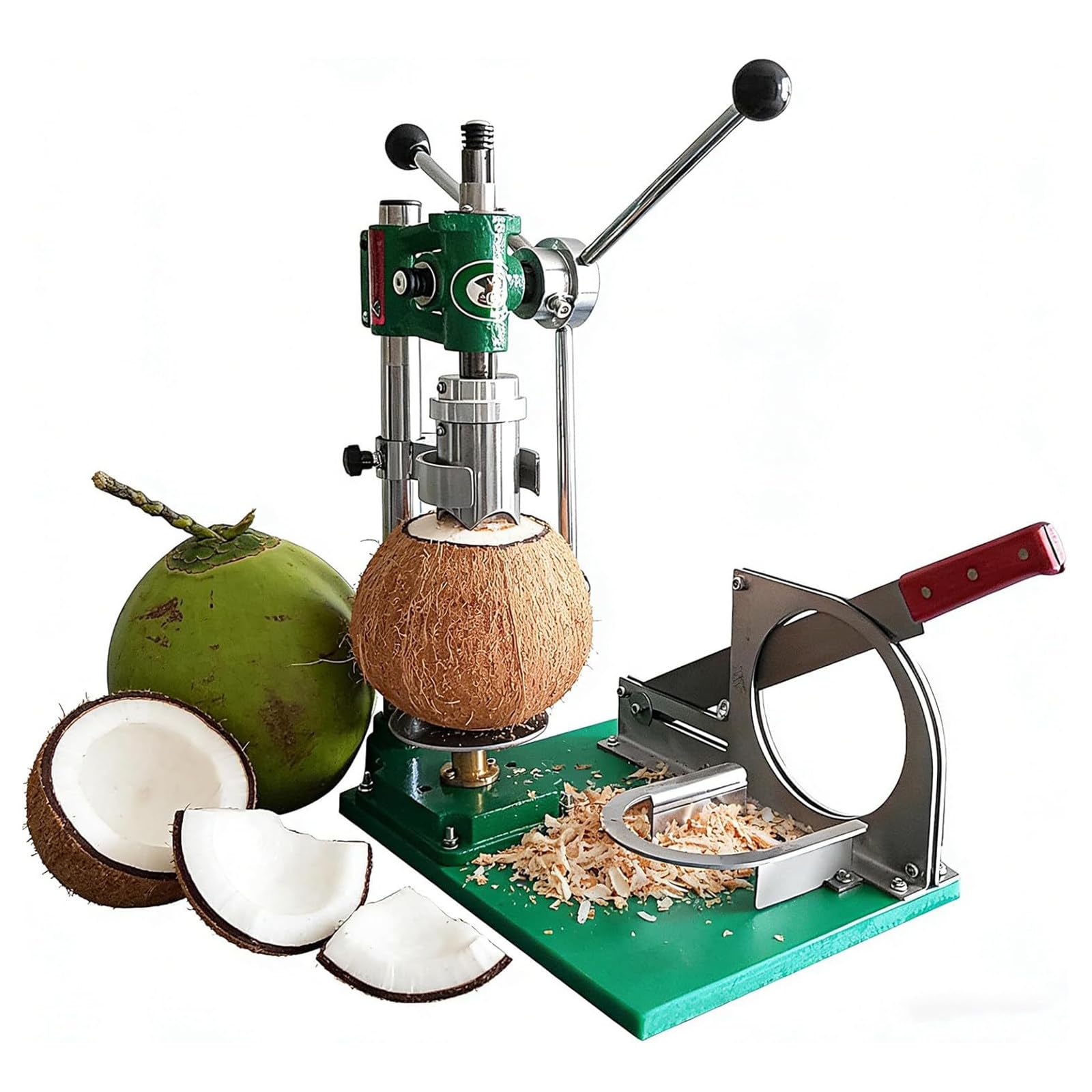 Máquina manual de apertura de agujeros de coco, herramienta de pelado de coco tierno, perforadora de coco con mango de palanca, apertura de 2.36 pulgadas, para uso doméstico y comercial