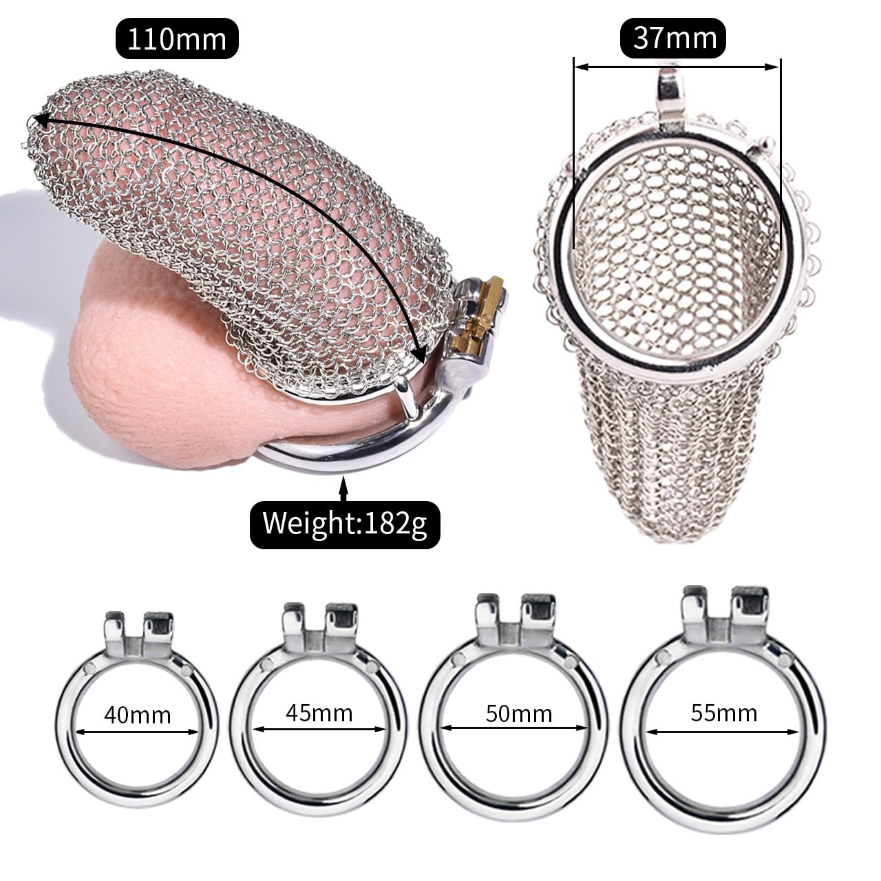 Metal Chastity Cage Men Chastity Cage Cage De Chasteté Métal Homme Petite Chastity Cage Pour Pénis Punition D'esclave Sextoyse Couple Plaisir (50MM,195#)