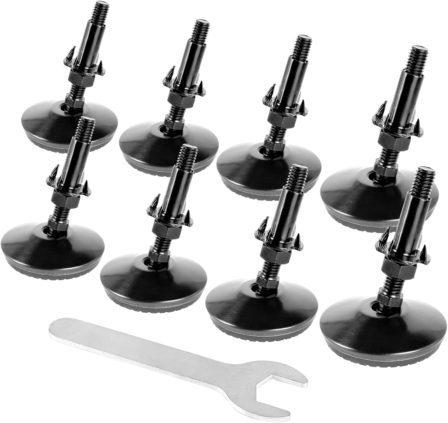 8 Set M8 Swivel Leveling Feet with 4-Pronged T Nut, Adjustable Leg Levelers Heavy Duty Furniture Levelers, M8 Furniture Legs with 2" Thread Length for Cabinet Sofa Table Raiser, Black