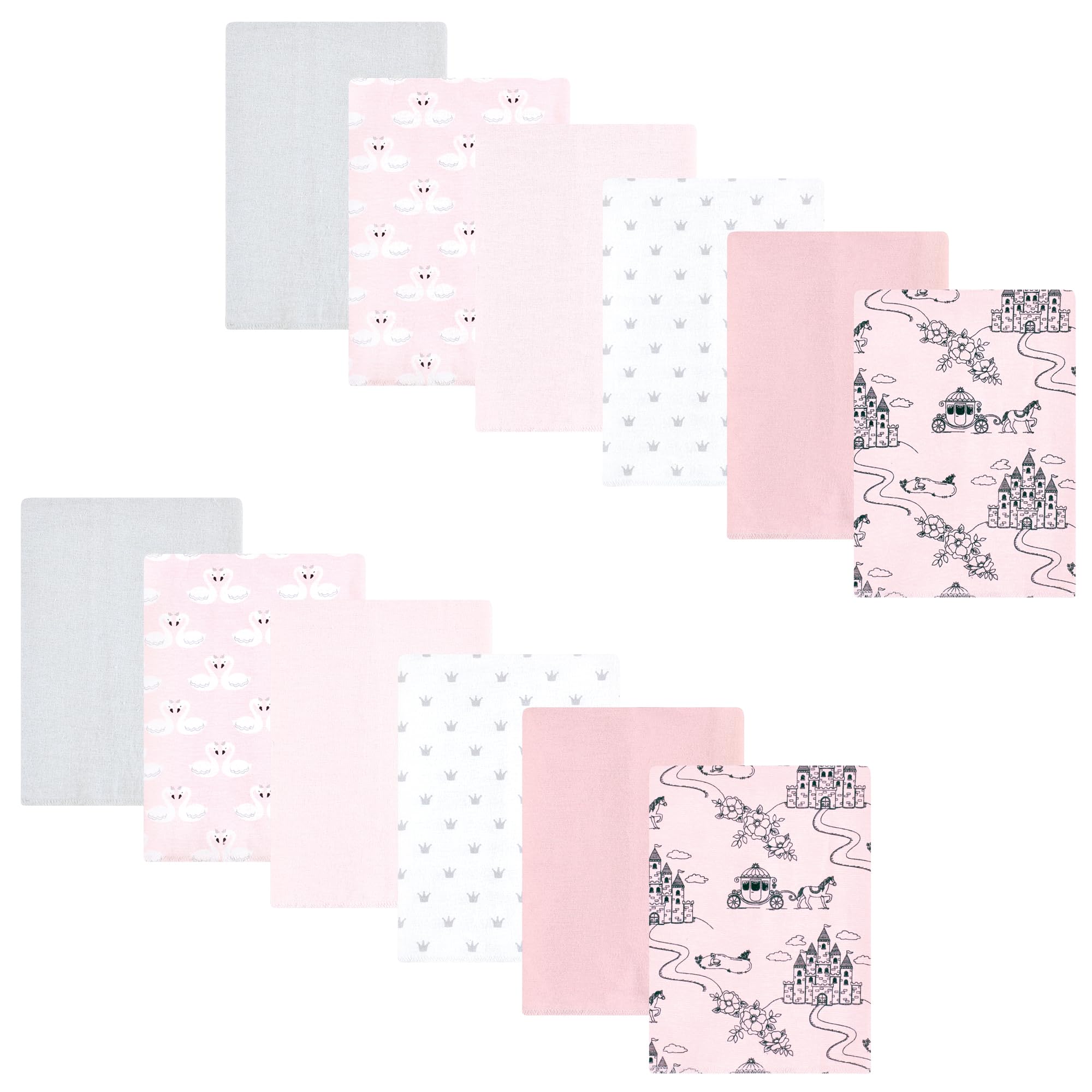 Hudson Baby Unisex Baby Flannel Burp Cloth 12pk, Fairytale Princess, One Size