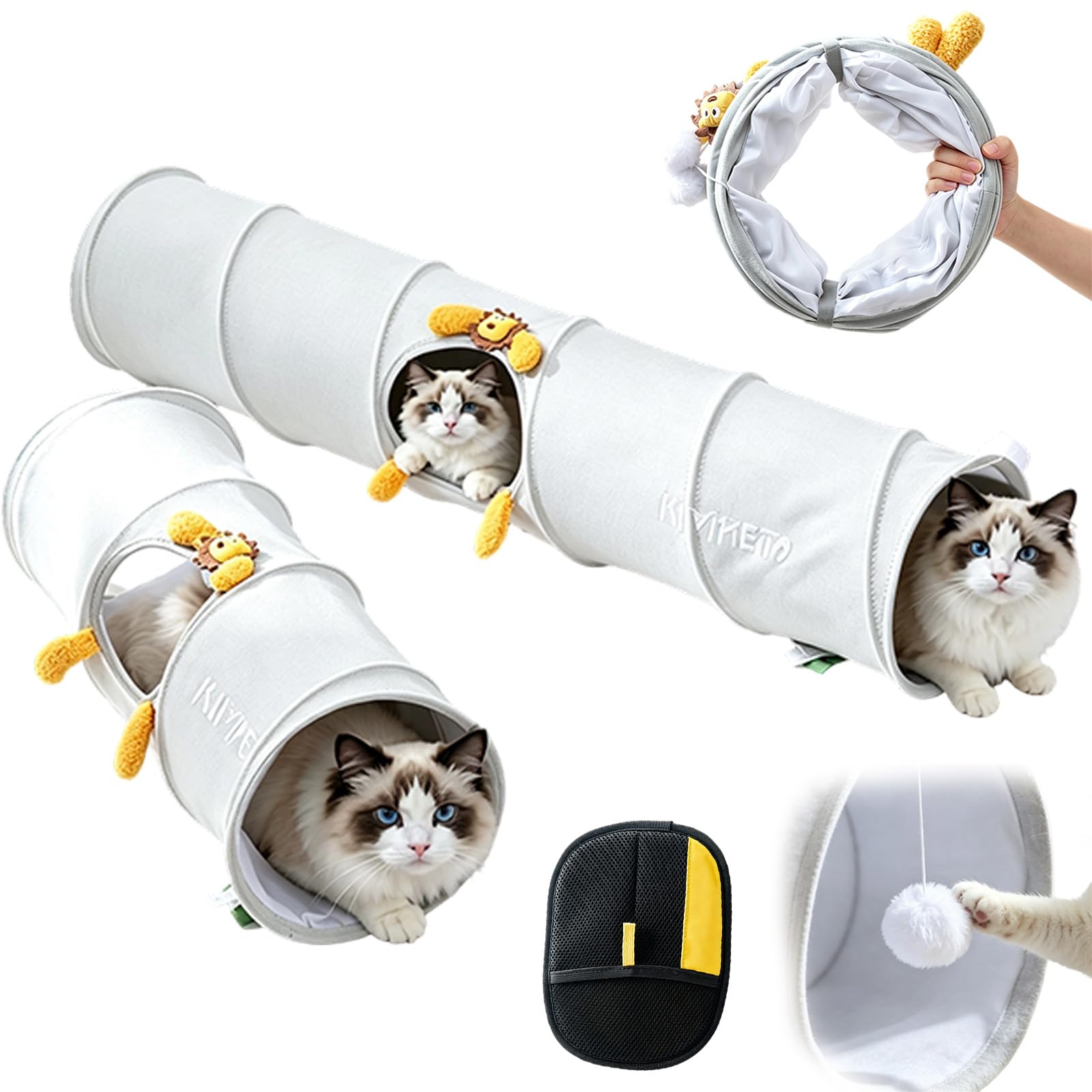 Kitty Tunenel Katzen-Spielzeug, Zusammenklappbar (2PCS-Mixed) | Cattuntnel – Weiche Imitation Baumwolle Velvet Pet Play Tunnel | Interaktives Katzenspielzeug Für Katzen Und Kätzchen