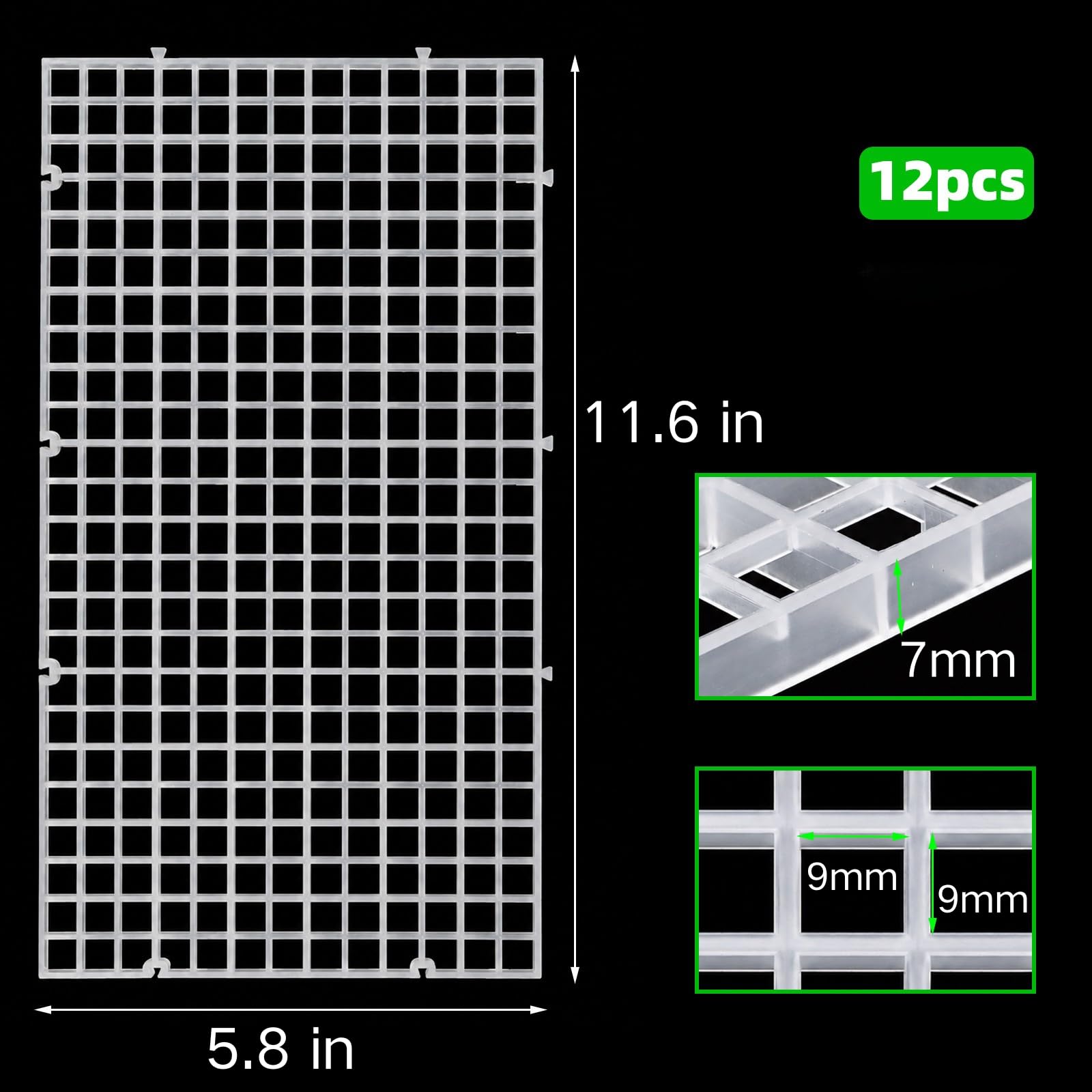 Okllen Lot de 12 couvercles de réservoir en plastique transparent avec clips, couvercle de couvercle d'aquarium, couvercle d'aquarium, couvercle d'aquarium en acrylique