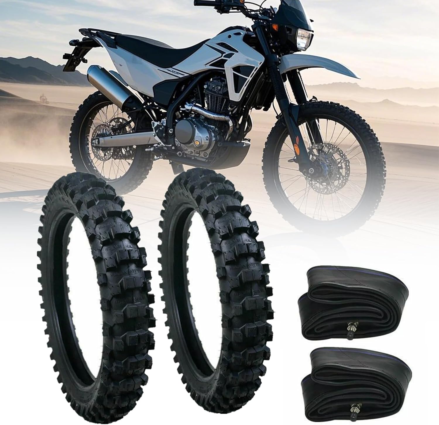 PIAOYUE- Front 70/100-19 & 90/100-16 Rear Tire + Tube Set, for Off Road Dirt Pit Bike Motocross Enduro TTR125 CRF150 DRZ125 XR100 KX100 (70/100-19 & 90/100-16)