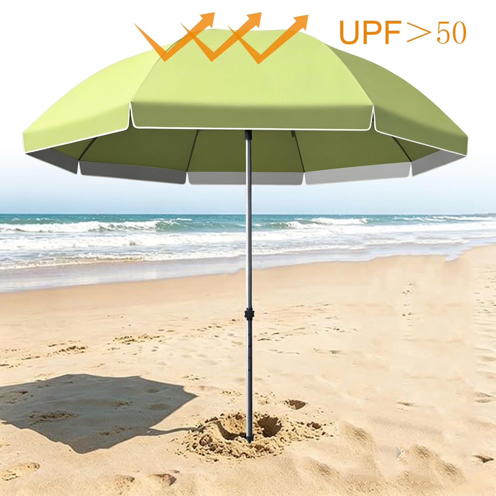 Sombrilla De Jardín Playa Con Forro Anti UV Toldo Redonda(Green,280cm) | Parasol Patios Grande con 8 Costillas, Altura Regulable, Sombrilla Mercado Para Pesca Picnic Terrazas