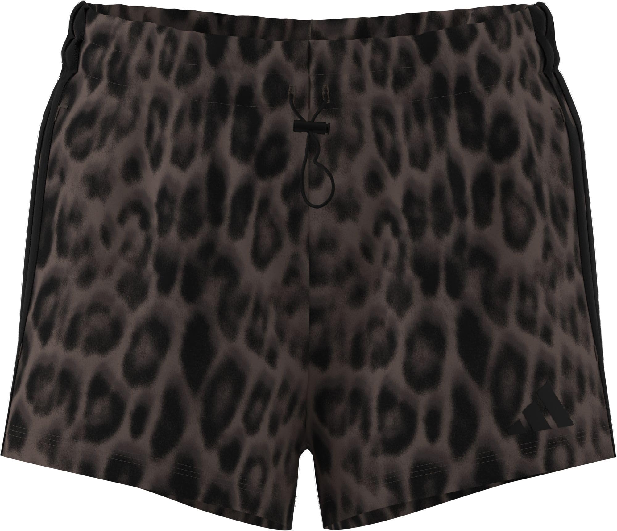 adidas Women's Seasonal Essentials Leopard Print Woven Shorts with 3-Stripes, Multicolor/Earth strata, XL
