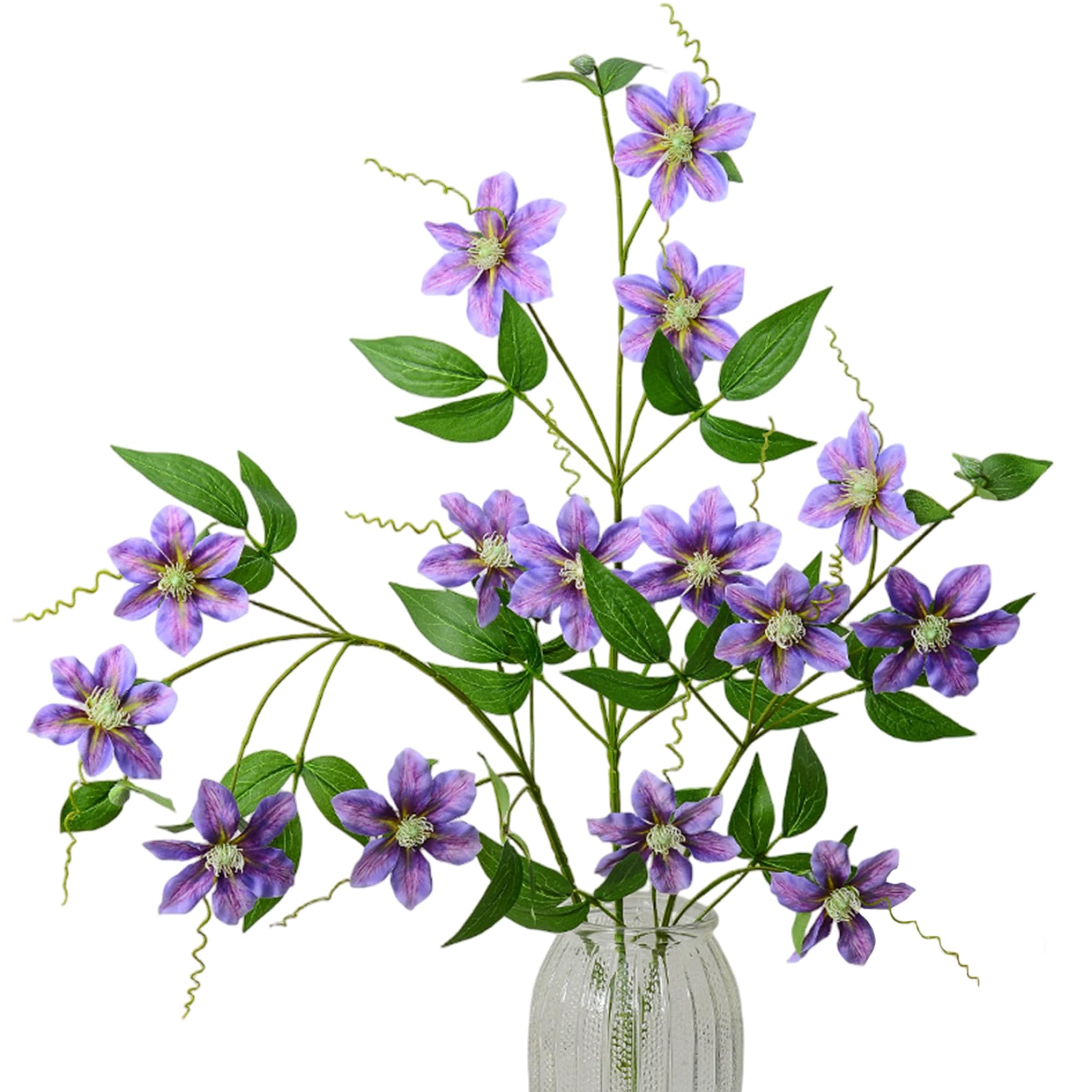 Wilafury Purple Artificial Clematis Vine Stems, 4 Pcs Flowers, 80Cm Realistic Silk Flowers With Blooms Clematis Vine For Vase, Home And Wedding Decor