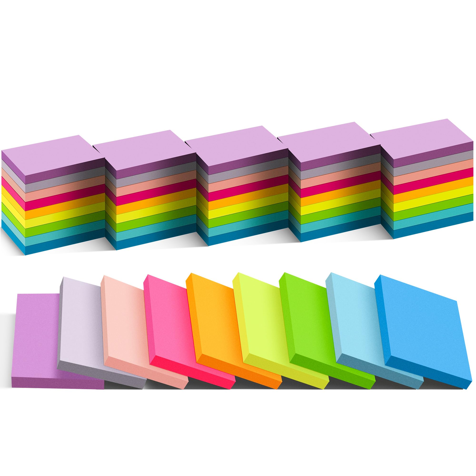 Photo 1 of (54 Pads) Mini Sticky Notes 1.5x2 in, 9 Colors Bright Strong Adhesive Post, Suitable for School, Home, Office, Clean Removal