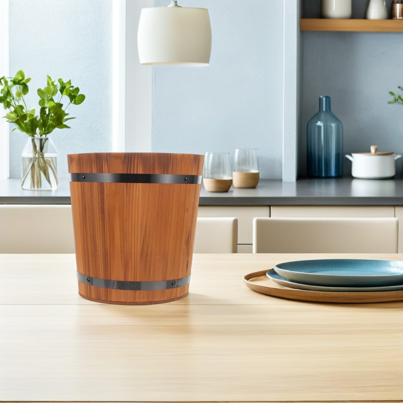 OUNONA Contenitore per Riso in Legno Grande Capacità, Mantiene il Gusto Naturale, per L'organizzazione della Cucina la Preparazione dei Pasti