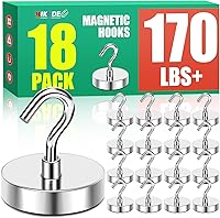 Vista 25 de MIKEDE - Ganchos magnéticos de alta resistencia, imanes negros de tierras raras de neodimio de más de 170LB para refrigerador, con revestimiento