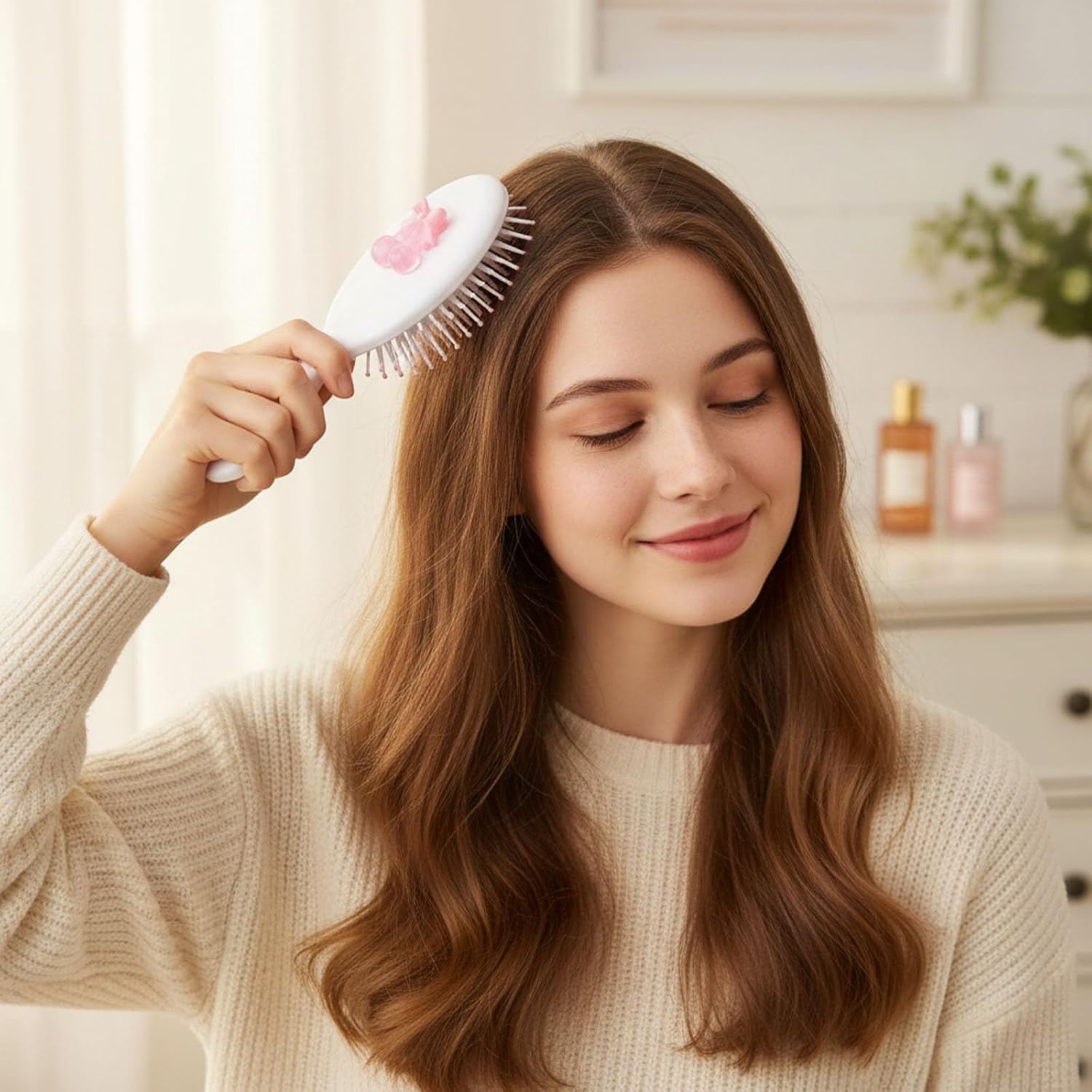 24 Pack Mini Travel Hair Brushes Bulk with Bow, Portable Pocket Hairbrush, Compact Small Size Massage Comb, Dry and Wet Hair Women Gift for Birthday Stuffers Coquette Party Favors (White)