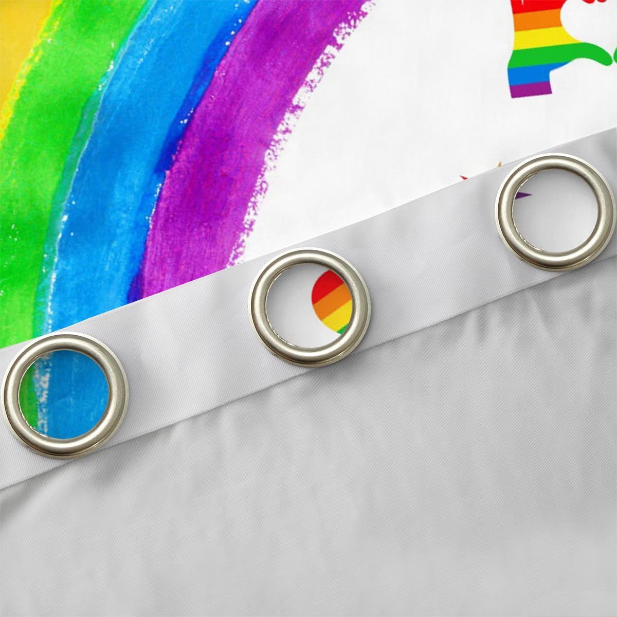 Homewish Tęczowe zasłony okienne, 117 x 183 cm, 2 zestawy paneli – miesiąc dumy lipca, zasłony zaciemniające, tęczowe, LGBT, kolorowe zasłony okienne, romantyczna miłość serce do sypialni