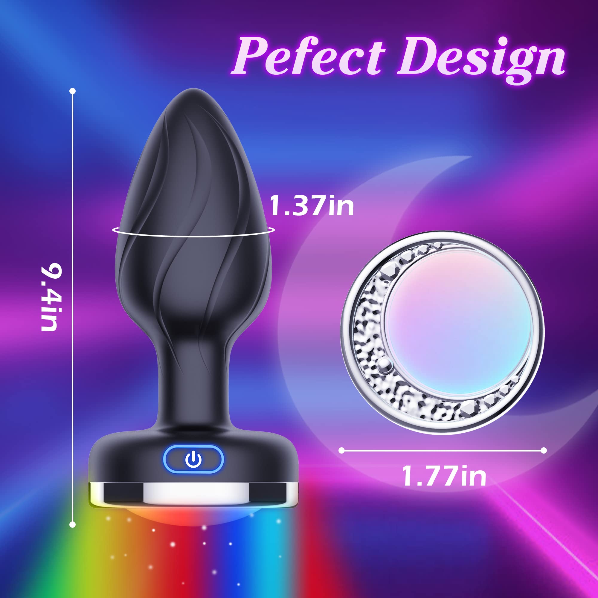 anal plug flashing 12 Mode Wireless Remote Control Vibrating Anal Butt Plug,Anal Vibrator with  Flashing Light Base,Adult Sex Toys for Men Women Couples main image 1