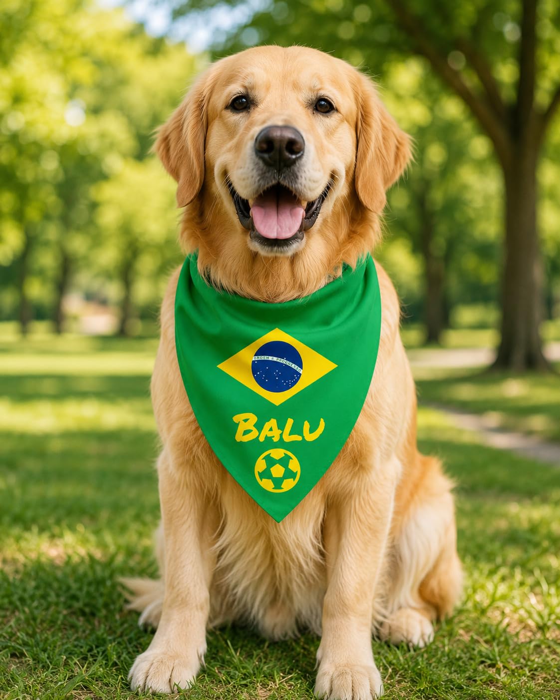 Bandana Personalizzata per Cane con Nome – Foulard per Cani Personalizzabile con Testo e Simbolo – Lavabile – Prodotto e Personalizzato in Europa (Brasile, M)