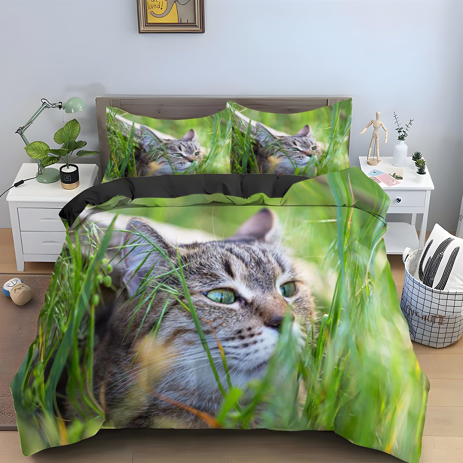 Parure de lit tête de chat 240x260 pour une chambre cosy et lazy
