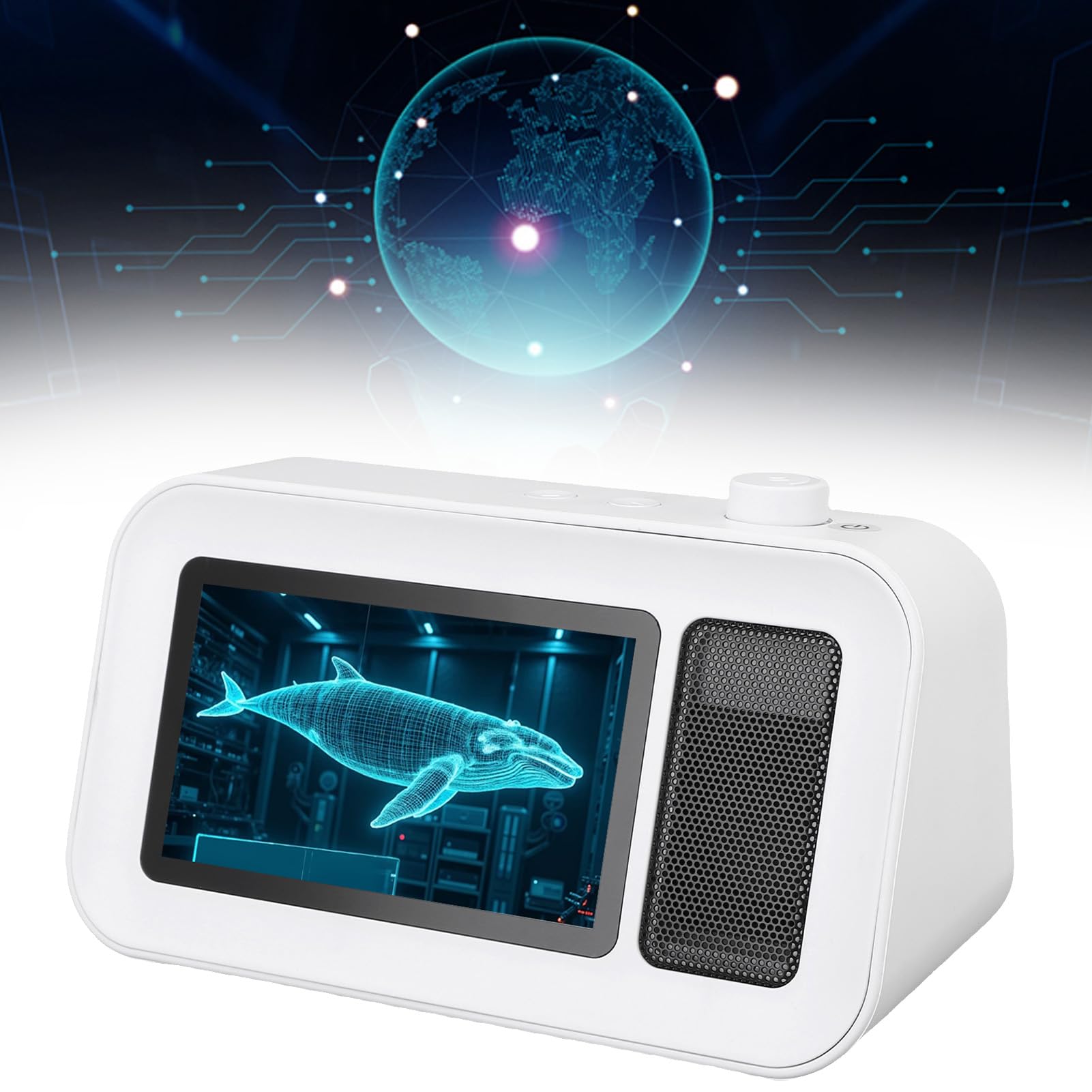 SENECESLI Holograficzny Głośnik Bluetooth 3D, Holograficzny Wyświetlacz Reklamowy 3D, 5-calowy Przezroczysty Wyświetlacz 1080P Elektroniczny Odtwarzacz Albumów z Obrazami do Prezentacji,