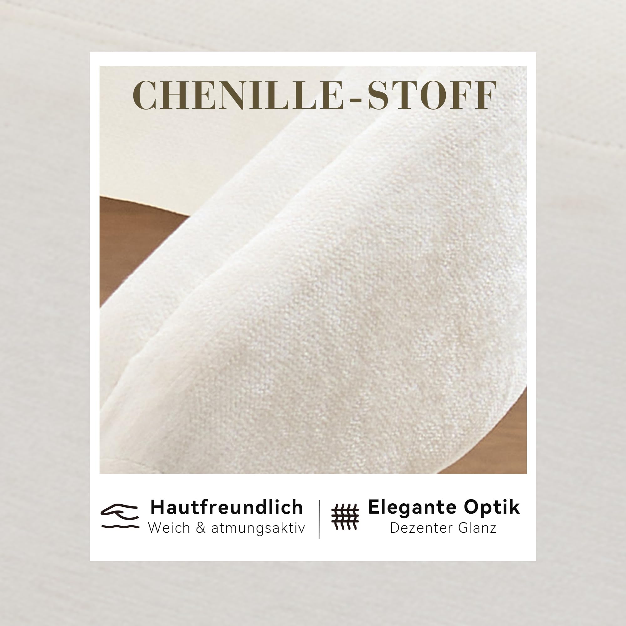 DEKKETO 360° Drehbarer Polstersessel, Chenille Lounge Sessel mit Großer Sitzfläche und Geschwungener Rückenlehne, Moderner Drehsessel für Wohnzimmer, Schlafzimmer, Weiß