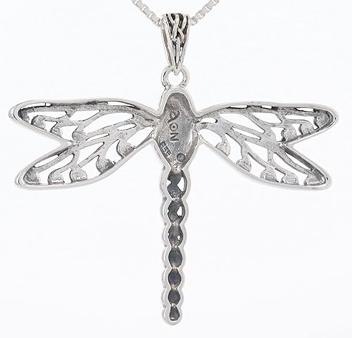 Miniatura 3 de Jewelry Trends Collar con colgante de libélula triskele celta de plata de ley de 18 pulgadas, Metal, Circonia cúbica