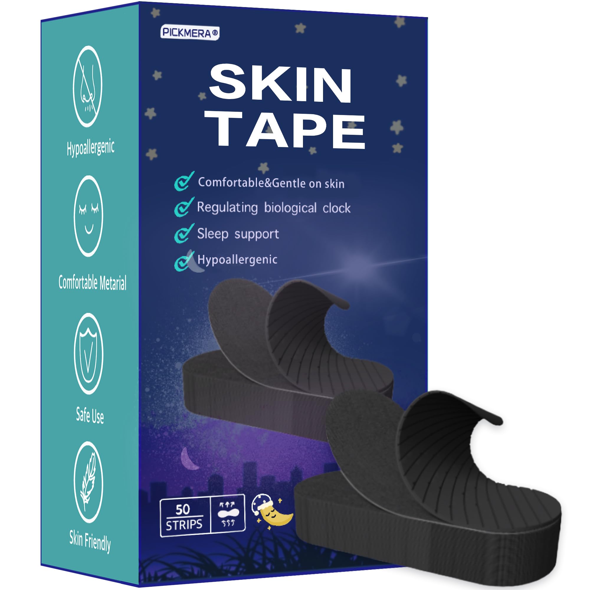 Premium Skin-Friendly Skin Tape, Hypoallergenic Medical Grade Adhesive Cotton Tape for Sensitive Skin, Painless Removal, Latex Free On Skin-50Pcs