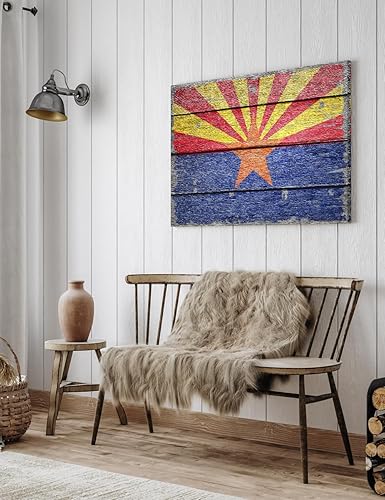 Miniatura 2 de DECORARTS - Bandera del estado de Arizona. Impresión giclée en lienzo de algodón sin ácidos, lienzo para decoración de pared 36x24