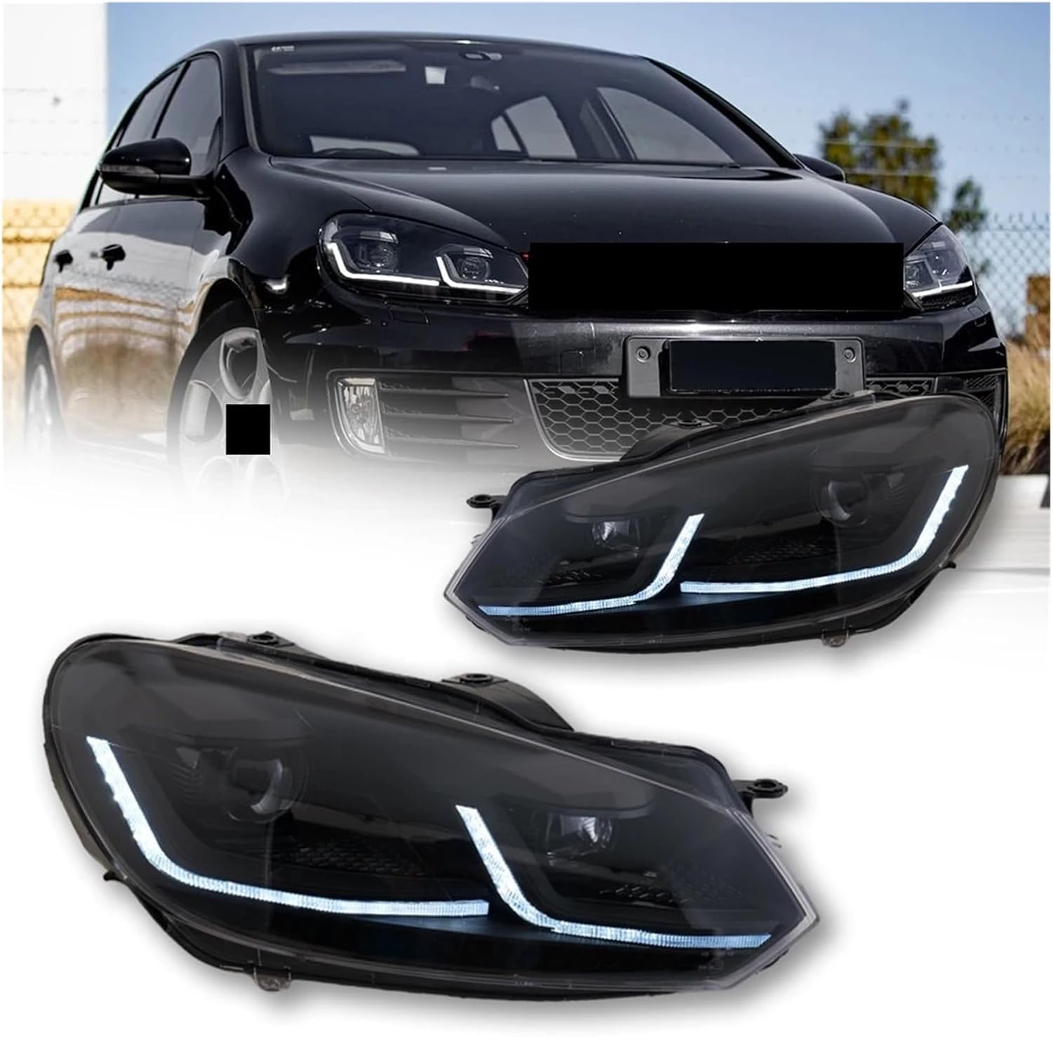 Car Lights Compatible For VW Golf 6 Headlight MK6 2009-2012 LED Front Lamps DRL Turn Signals Car Accessories(Smoke)