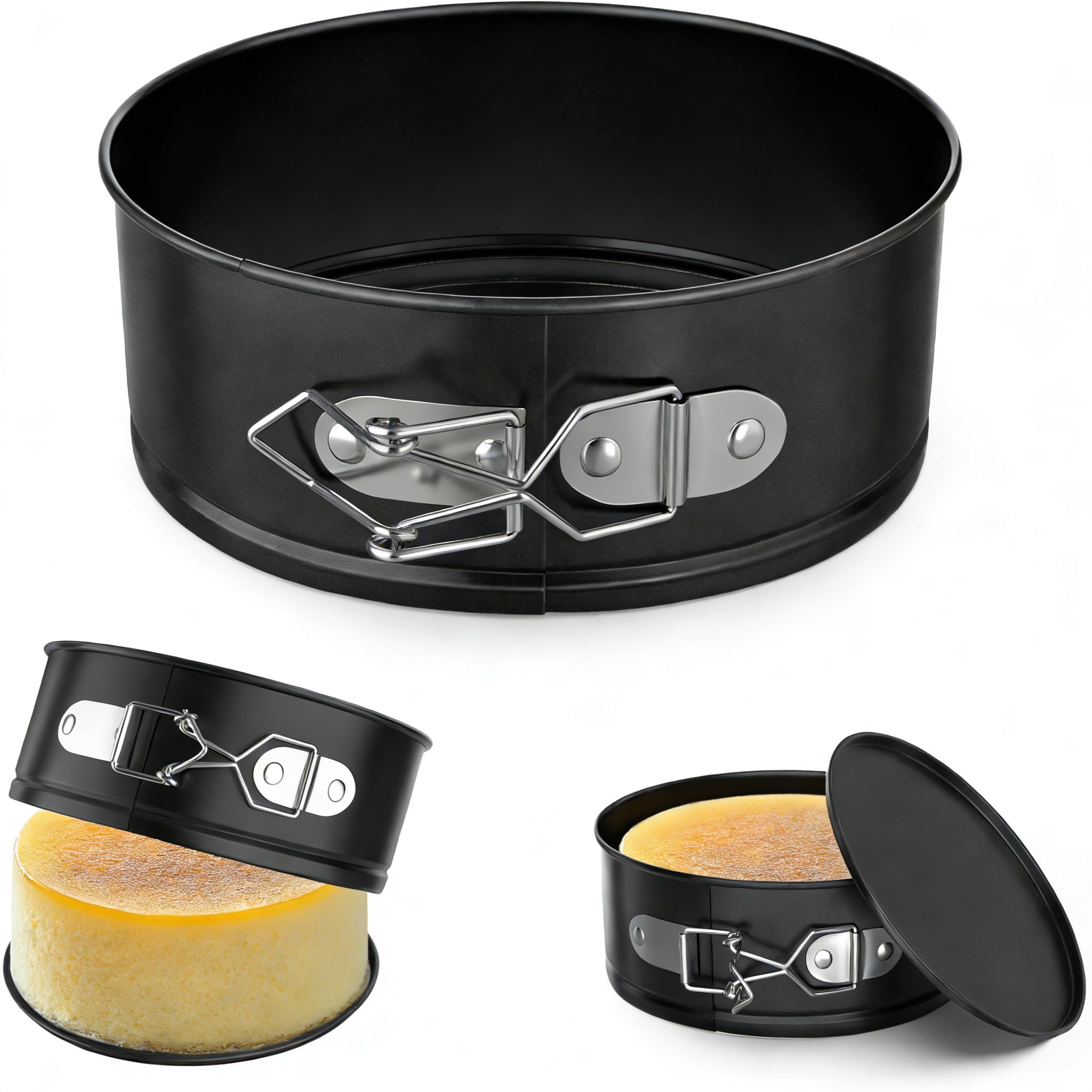 Alipis Mini Springform Pan: 4 Inch Non-Stick Springform Cake Tin with Loose Base - Round Cake Tins for Baking Home Kitchen Restaurant Cheesecakes Pie Quiches Easy Release