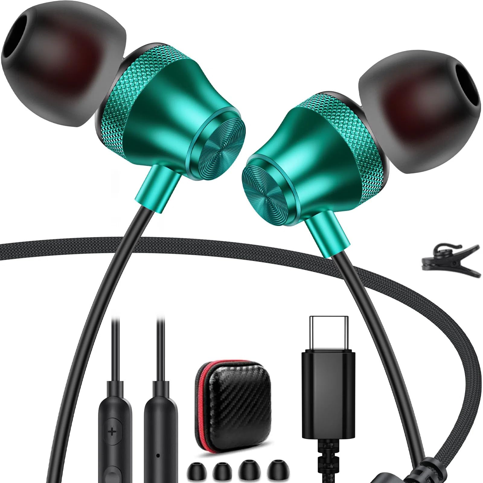 USB C Headphone for iPad Mini Laptop School Kid Wired Earbuds for iPhone 16 Pro Max 15 Plus for Samsung A16 S24 S23 in-Ear Noise Canceling Android Type C Earphone with Mic Volume Control Google Pixel-image-44