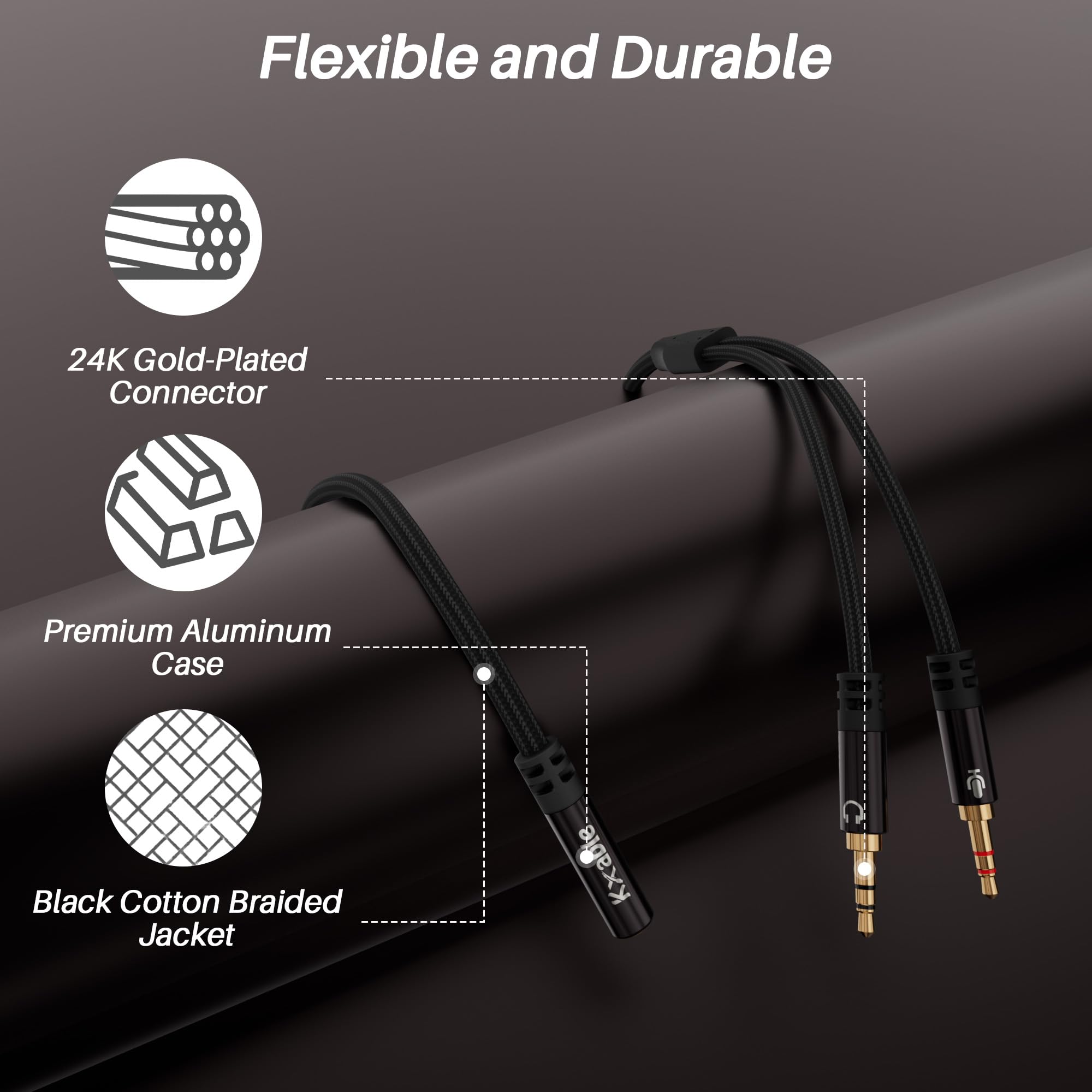 Splitter per cuffie per computer, cavo splitter audio da 3,5 mm femmina a doppio maschio da 3,5 mm, jack stereo per cuffie da cuffie a PC portatile, separatore a Y da 1/8 di pollice 2 in 1