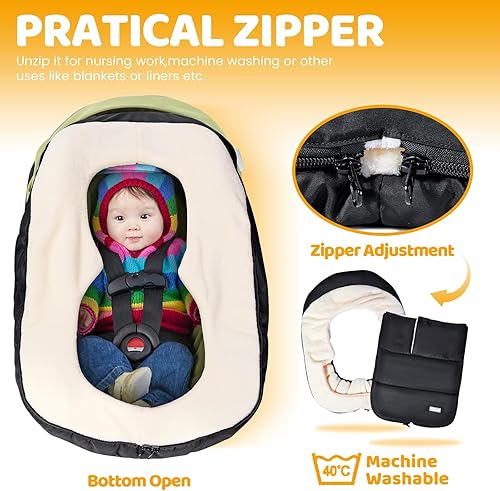 Miniatura 10 de Orzbow Fundas de asiento de automóvil de invierno para bebés, funda universal para asiento de automóvil con cuello ajustable, funda impermeable para