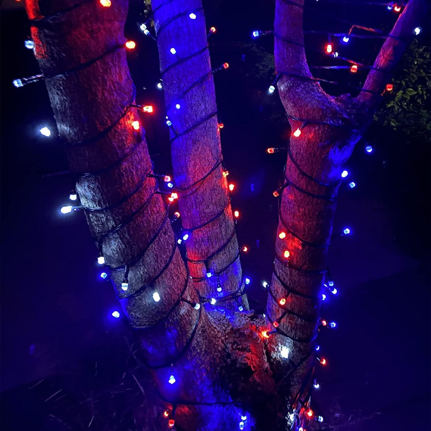 Joomer 4th of July String Lights Red White Blue Lights 98 Ft 300 LED Color Changing String Lights with Remote Timing Christmas Lights for Independence Day Indoor Outdoor Party Home Tree Decor