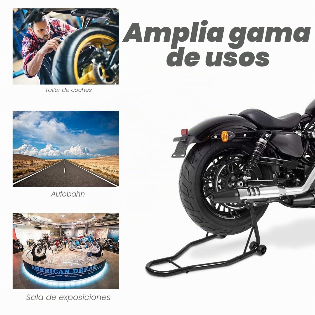 GOPLUS Soporte Trasero para Moto, Soporte de Montaje a Elegir, Soporte para Motocicleta, Soporte para Rueda Trasera