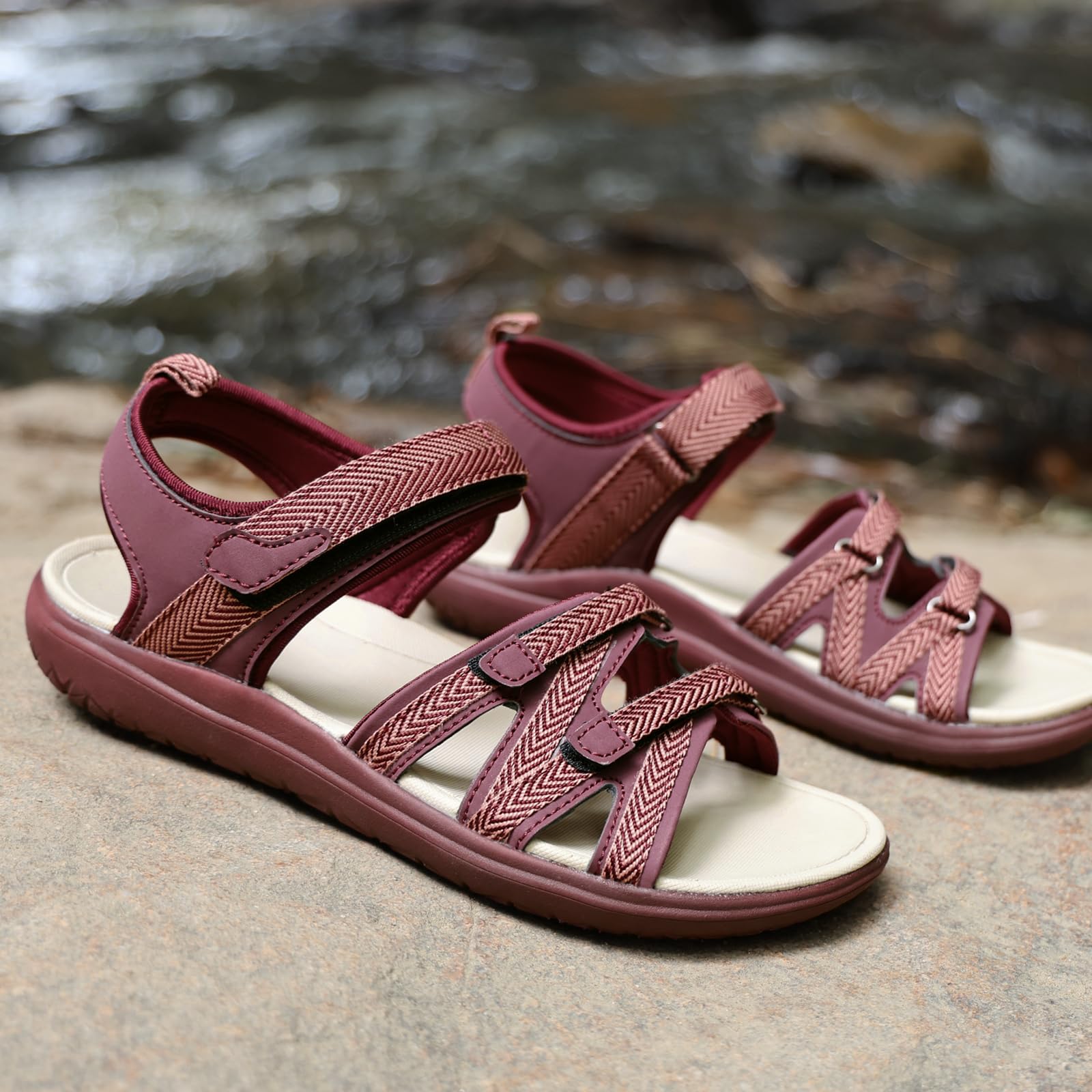 OutPro Sandalias de senderismo para mujer, ligeras y cómodas, sandalias deportivas para trekking, correas ajustables, perfectas para aventuras al aire libre y playa