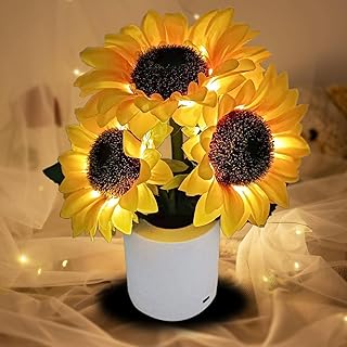 Led Sunflower Lamp Gift for Women,Flower Lamp Table Flower Desk Lamp Nig...