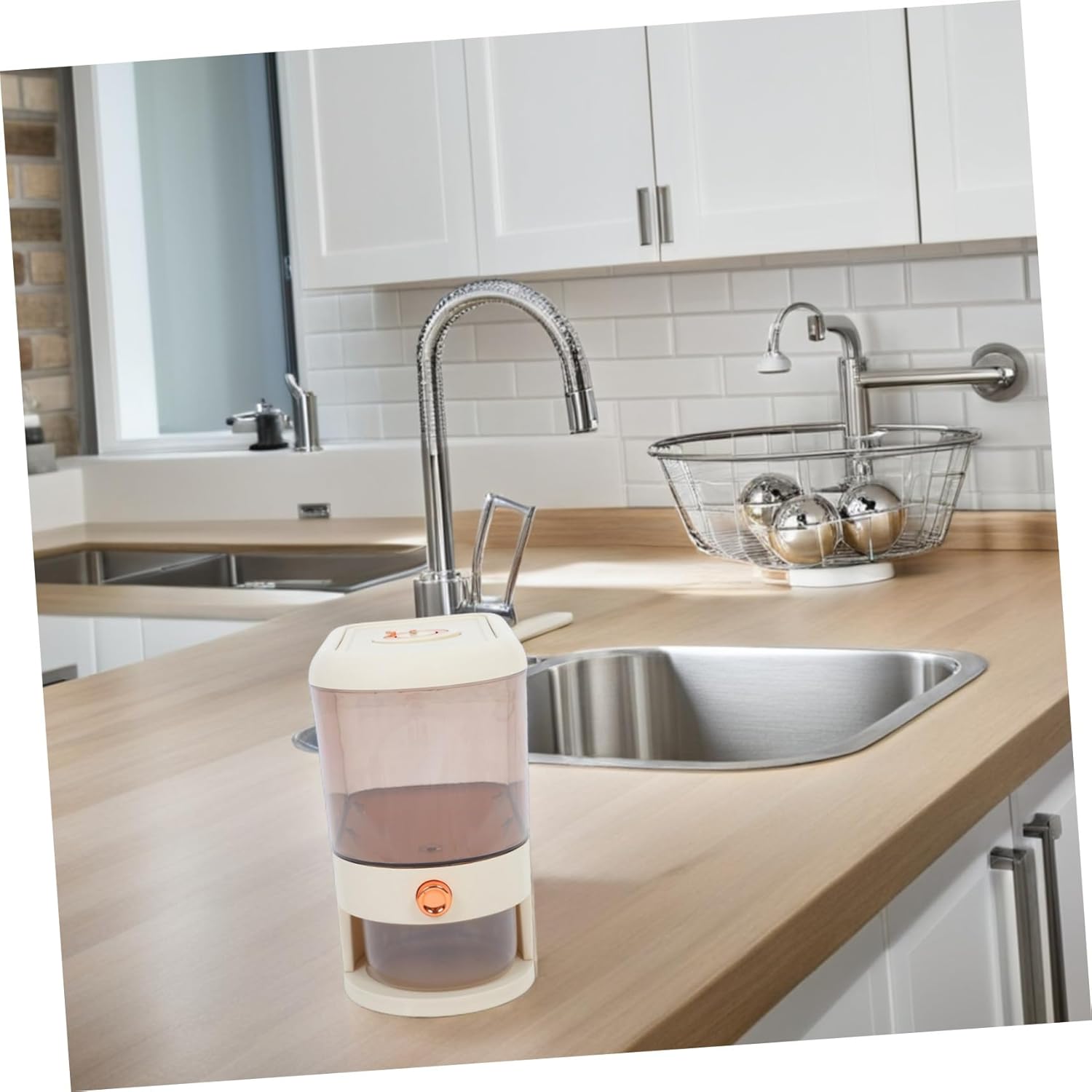 Airtight Grain Storage Bucket with Visible Measuring for Precise Rice Dispensing Modern Easy-clean Cereal Container for Kitchen Food Freshness Capacity