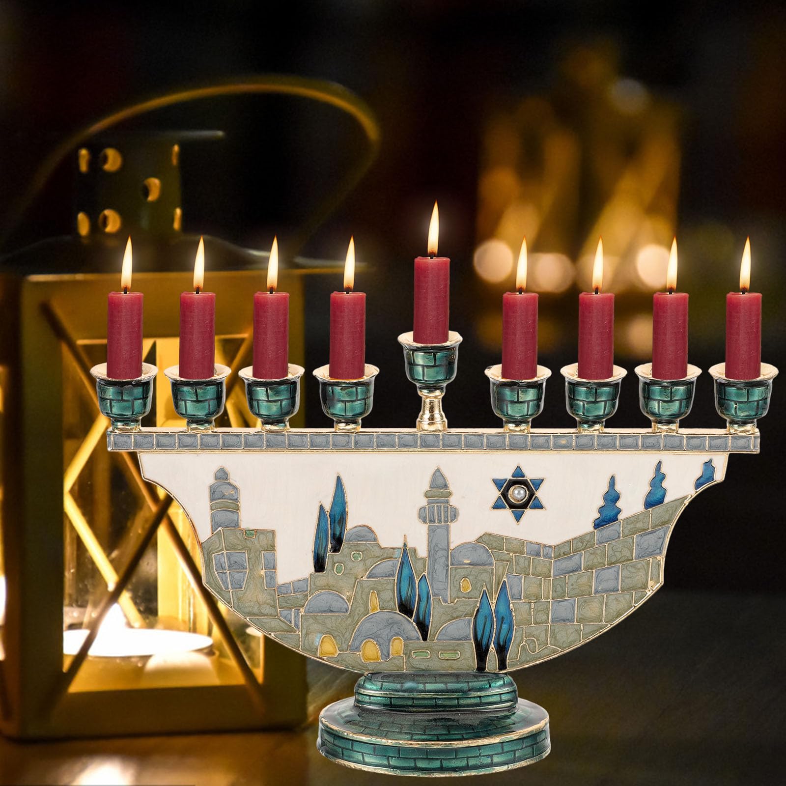 Candelabro Judío de Metal de 9 Cabezas para Chanukah Candles