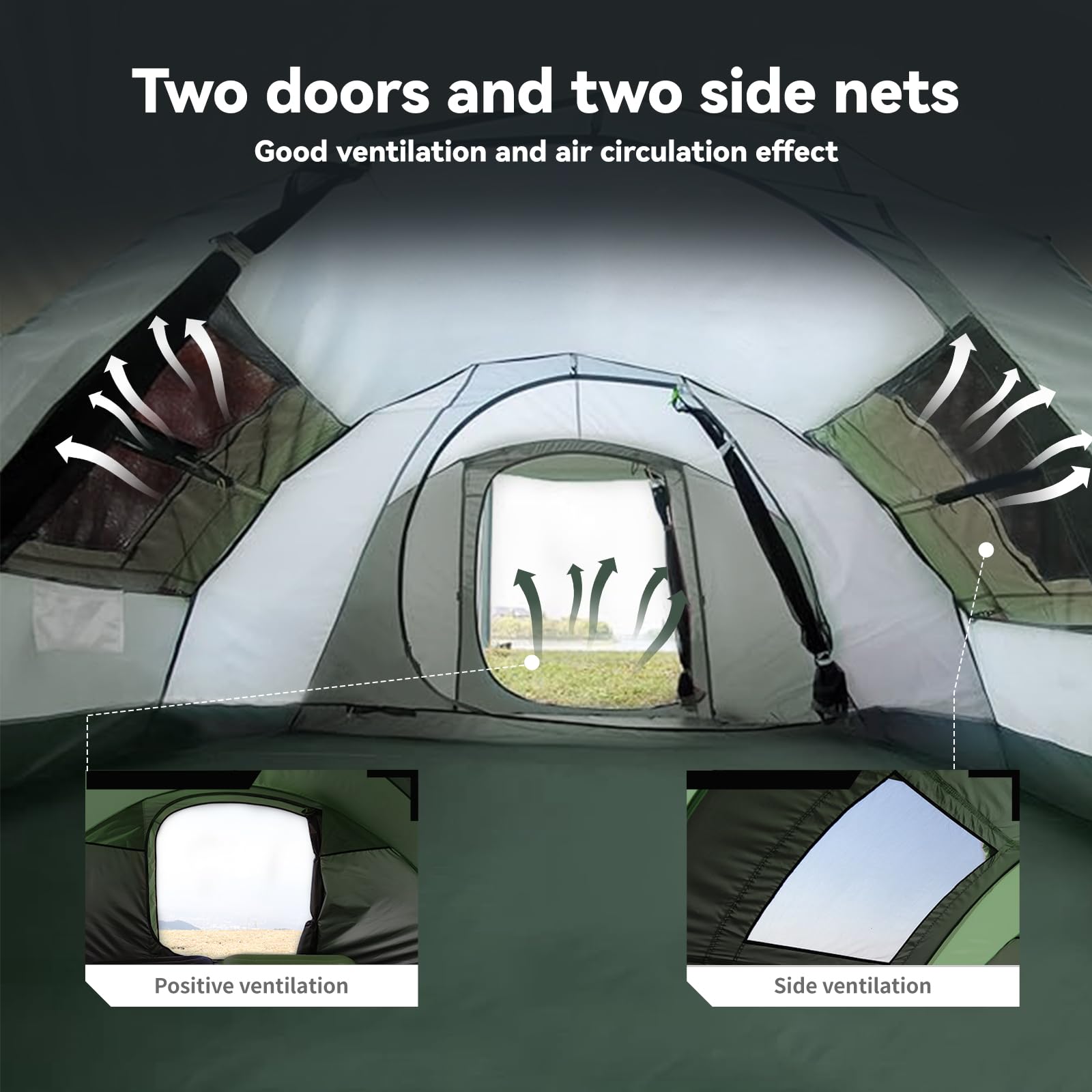 Instant Pop Up Tents for Camping, 4/6 Person Easy Pop Up Camping Tents,Automatic Set Up Tent in 3 Seconds,Waterproof Sunshade Family Tent,Lightweight Dome Tent for Outdoor Camping,Hiking & Beach