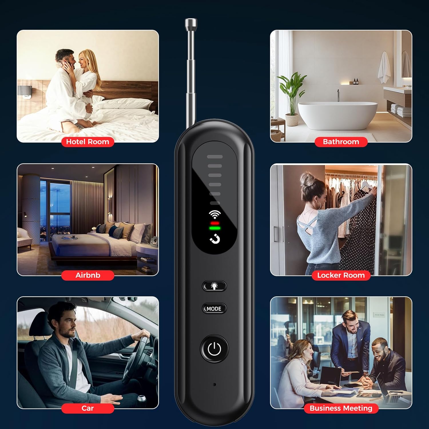 Hidden-Camera-detectors Portable-Bug Detector&Camera Finder-GPS Tracker Detector-Upgrad-Anti-spy Camera Finder-mini RF Signal Scanner-spy Device Detector for Travel,Office/Hotel/car-Black