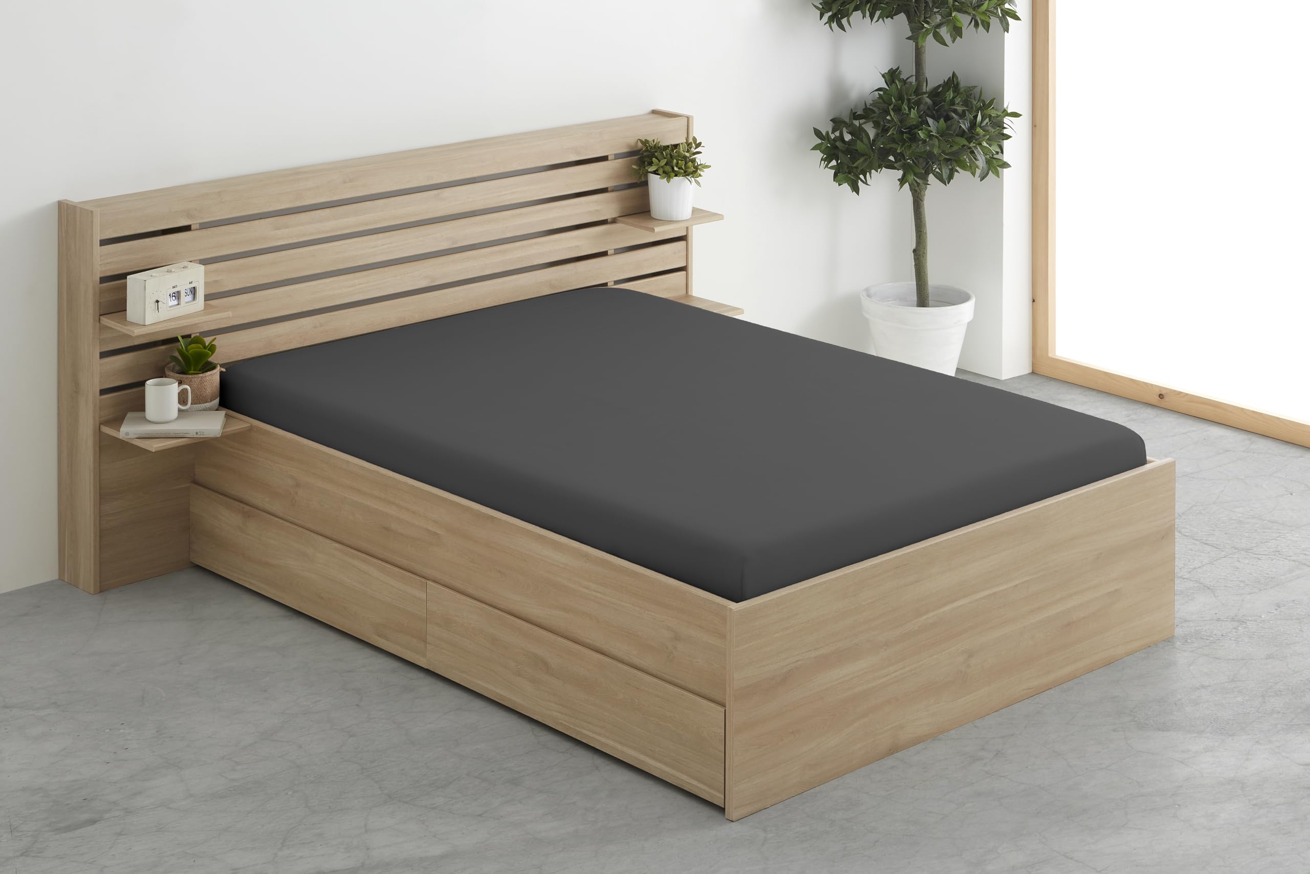 Degrees home - Adjustable fitted sheet 105 x 200 - Deep pocket - Polyester microfibre Bed 105 cm, Slate, 105x200
